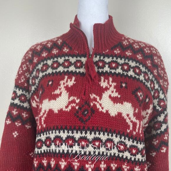 Rare Vintage Reindeer Holiday Sweater ASO Phoebe Buffay Friends Oversize Knit - Picture 8 of 12